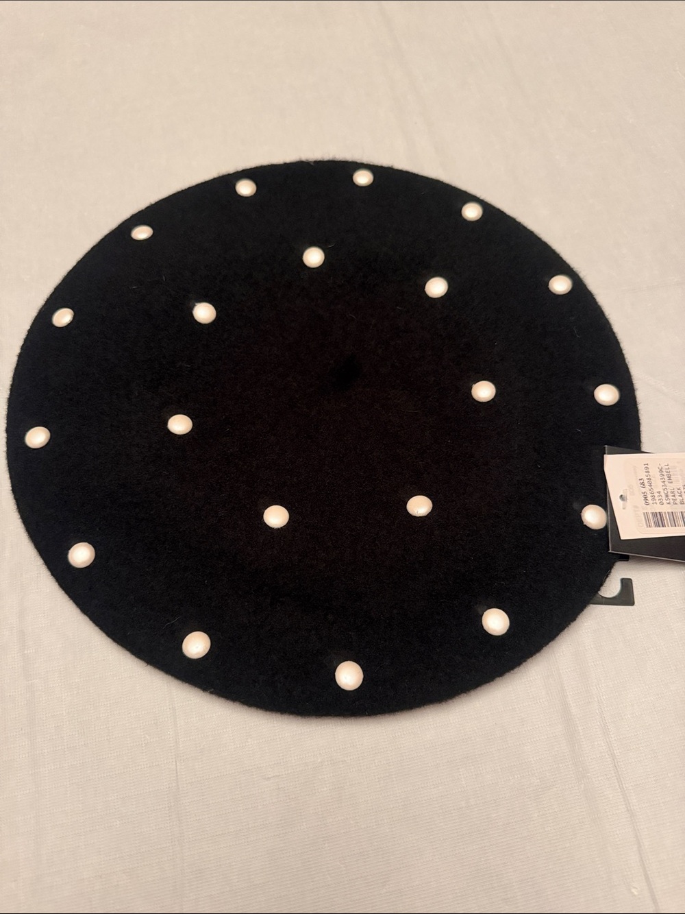 kate spade Black Pearl-Accent Wool Beret